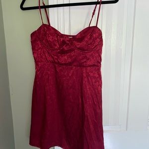 Princess Polly Dark Red Satin Patterned Dress